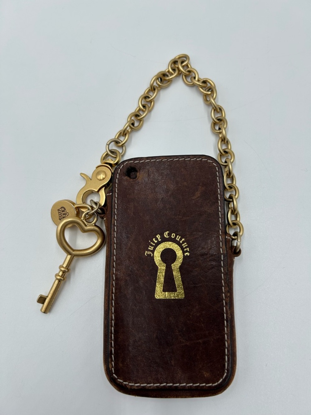 Vintage Juicy Couture Key Charm Leather iPhone Case Y2K